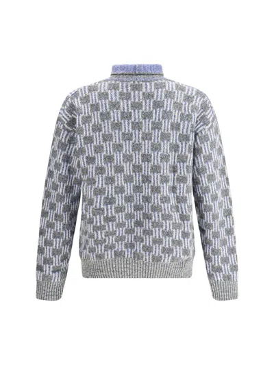 Giorgio Armani Men Graphic Pattern Turtleneck Sweater In Blue