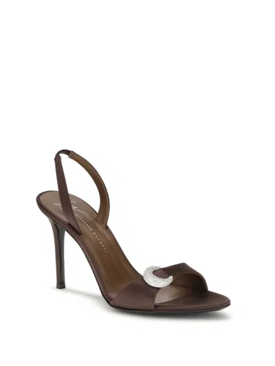 Giuseppe Zanotti Clandestino Satin Heel Sandals In Brown