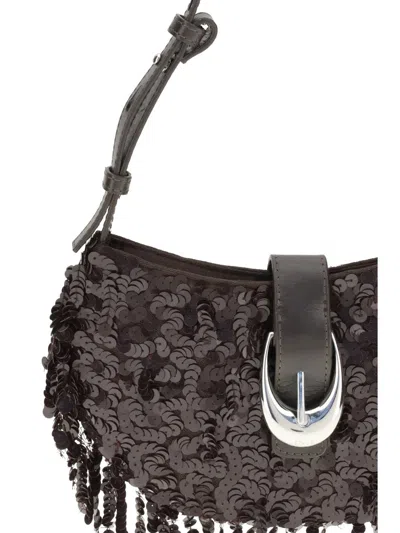 Staud Chic Sequin Shoulder Bag With Adjustable Strap In Brown