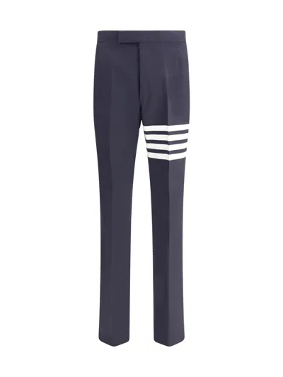 Thom Browne Trousers With Adjustable Martingale Strap In Blue