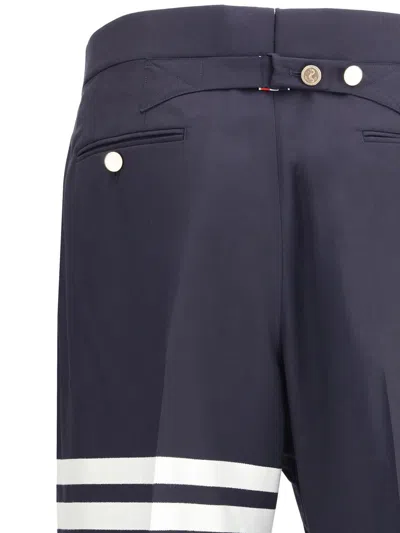 Thom Browne Trousers With Adjustable Martingale Strap In Blue