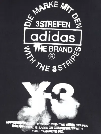 Y-3 Graphic Black Cotton Hoodie With Contrasting White Artwork In Black