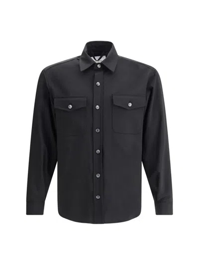 Cruna Osaka Patch-pockets Button-down Shirt In Black