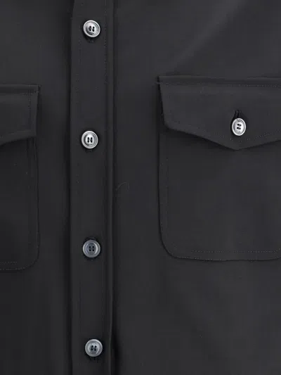 Cruna Osaka Patch-pockets Button-down Shirt In Black