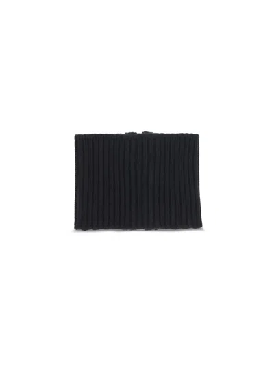 Sa Su Phi Ribbed Knit Scarf With Central Silver Zipper In Black