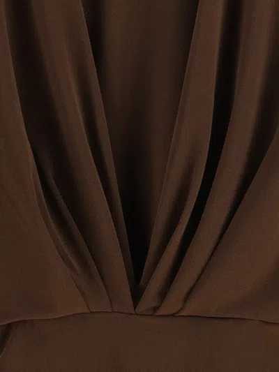 The Andamane Deep-v-neck Bodysuit In Brown