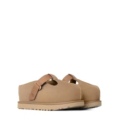 Ugg Goldenstar Beige Suede Slippers In Neutral