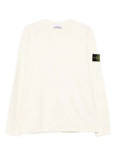Stone Island Wool Blend Sweatshirt With Iconic Logo Patch And Timeless Design In Neutral