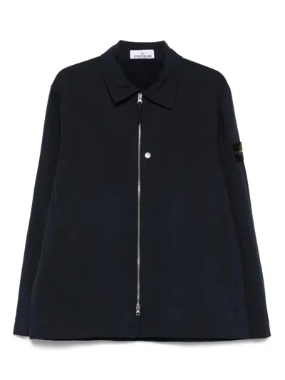 Stone Island Mens Black Soft-shell Pointed-collar Jacket In Black