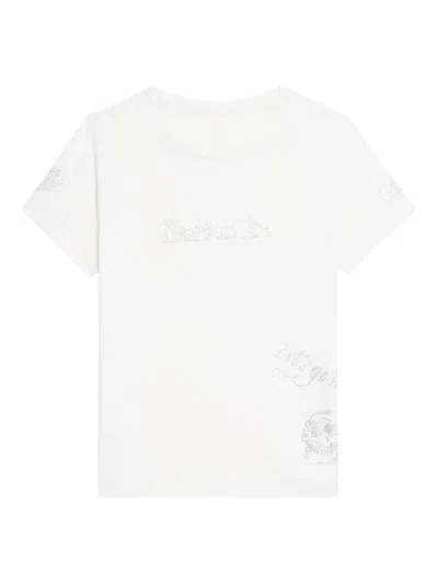 Zadig & Voltaire Alys Multicusto Strass Rhinestone Graphic T-shirt In White
