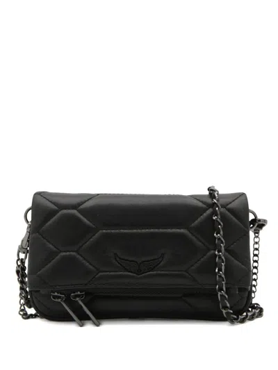 Zadig & Voltaire Rock Mat Scale Clutch Bag In Black