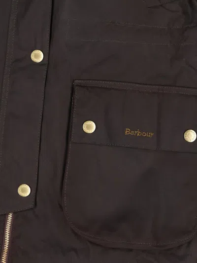 Barbour Drawstring-hood Waxed-cotton Jacket In Brown