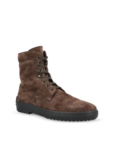 Tod's Brown Suede Ankle Boots In Brown