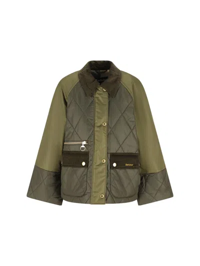 Barbour Milby Quilted Colour-block Jacket In Green