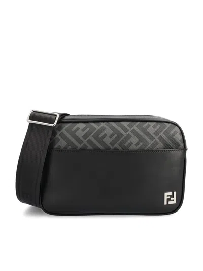 Fendi Men Camera Case Squared Ff Crossbody Bag In Black
