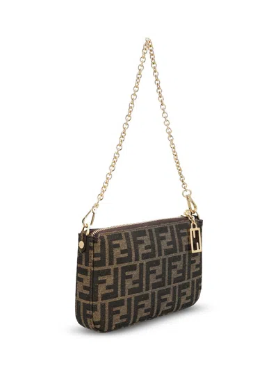 Fendi Shoulder Bags With Chain Strap And Gold-tone Hardware In Black