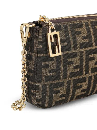 Fendi Shoulder Bags With Chain Strap And Gold-tone Hardware In Black