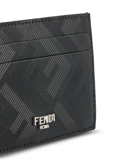 Fendi Men Porta Carte Di Credito Slim Shadow In Black