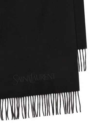 Saint Laurent Cashmere Jacquard Scarf In Black