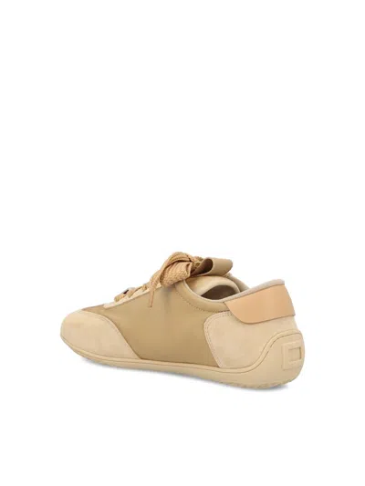 Roger Vivier Viv Low Leather-trimmed Satin Sneakers In Neutral