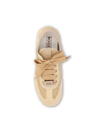 Roger Vivier Viv Low Leather-trimmed Satin Sneakers In Neutral
