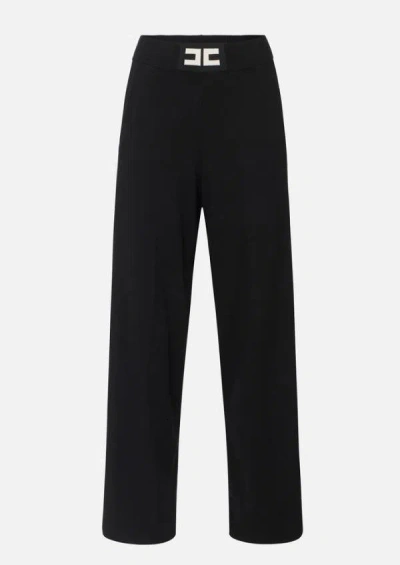 Elisabetta Franchi Trousers With Shiny Bands In Black