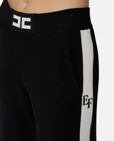 Elisabetta Franchi Trousers With Shiny Bands In Black