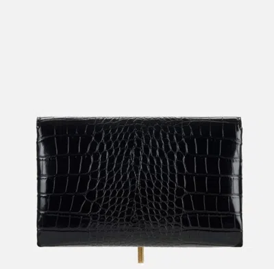 Elisabetta Franchi Crocodile-effect Chain Clutch In Black