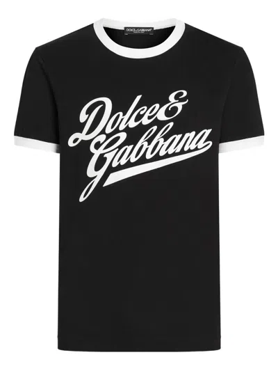 Dolce & Gabbana Round Neck T-shirt In Cotton In Black