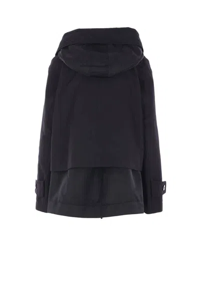 Sacai Double-layer Hooded Jacket In Blue