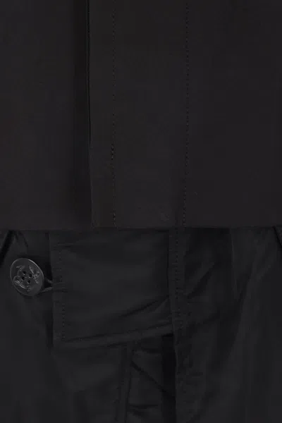 Sacai Double-layer Hooded Jacket In Blue