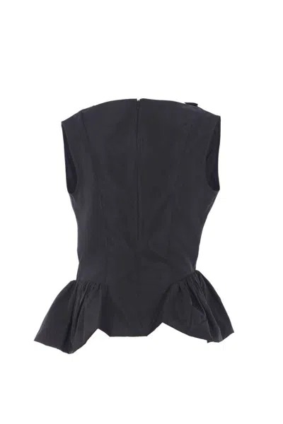 Simone Rocha Sleeveless Draped Peplum Top In Black