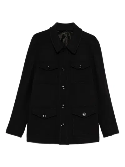 Tom Ford Four Pocket Collared Twill Jacket In Black