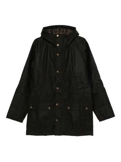 Barbour Hooded Snap-fit Coat In Black