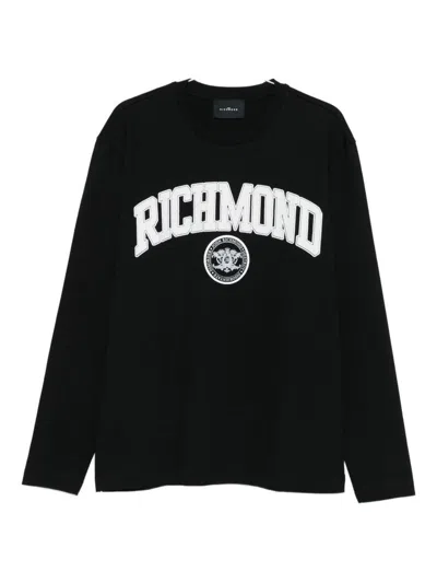 John Richmond Long-sleeved T-shirt With Logo In Black