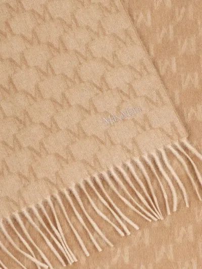 Max Mara Fringed Scarf In Brown