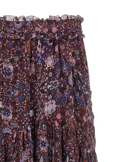 Isabel Marant Étoile Besma Long Printed Crepe Skirt In Brown