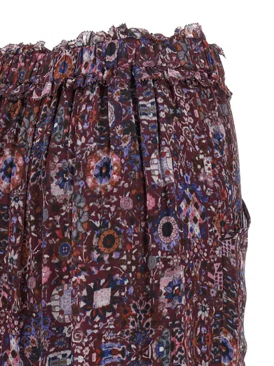 Isabel Marant Étoile Besma Long Printed Crepe Skirt In Brown