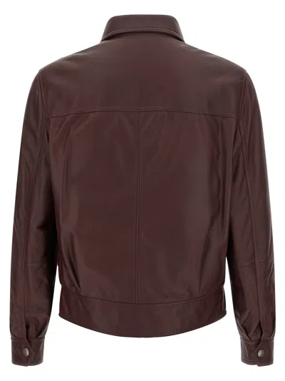 Brunello Cucinelli Biker Nappa Texture Puffer Jackets Bordeaux In Burgundy
