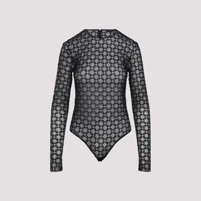 Givenchy Black Monogram 72 Tulle Bodysuit In Black
