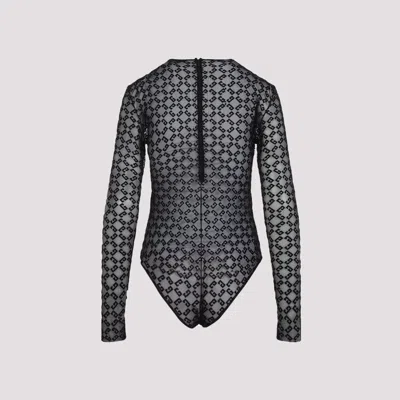 Givenchy Black Monogram 72 Tulle Bodysuit In Black