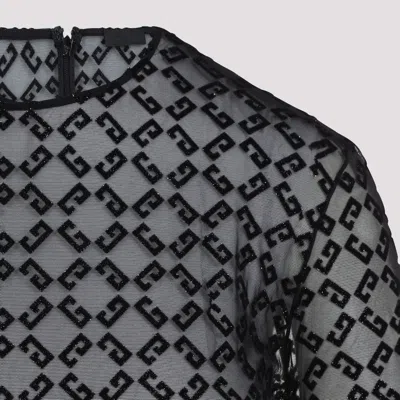 Givenchy Black Monogram 72 Tulle Bodysuit In Black