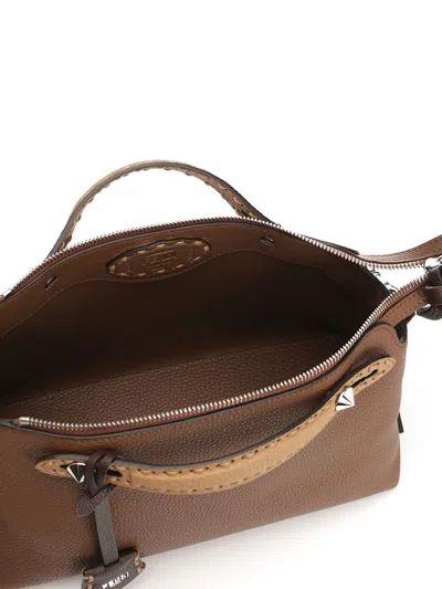 Fendi By The Way Soft Selleria Macro Handbags Brown