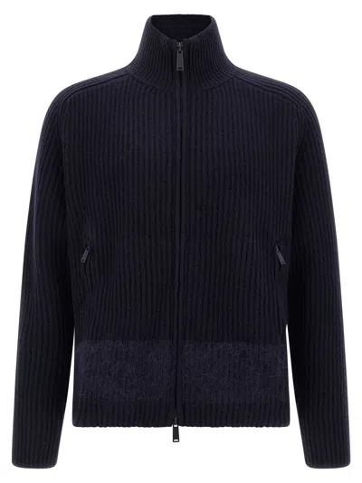 Dsquared2 Carded Wool Insert Cardigan Sweaters And Cardigans Blue In Black