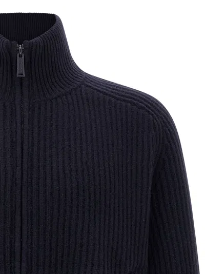 Dsquared2 Carded Wool Insert Cardigan Sweaters And Cardigans Blue In Black