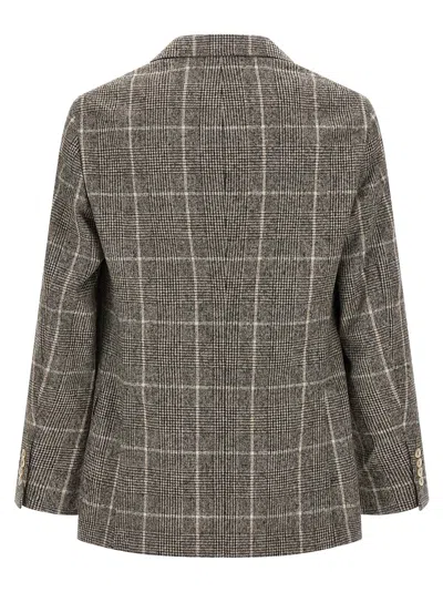 Brunello Cucinelli Cavallo Prince Of Wales-check Blazer In Gray