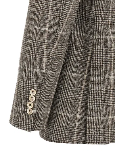 Brunello Cucinelli Cavallo Prince Of Wales-check Blazer In Gray