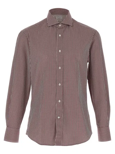 Brunello Cucinelli Checked Pattern Button-down Collar Shirt In Brown