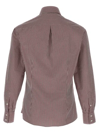 Brunello Cucinelli Checked Pattern Button-down Collar Shirt In Brown