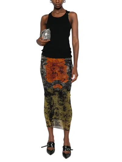 Jean Paul Gaultier Tank Top With Gold-tone Hardware And Ribbed Texture In Black